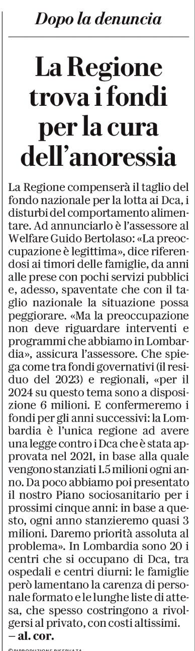 Anoressia Repubblica 16 gennaio 2024