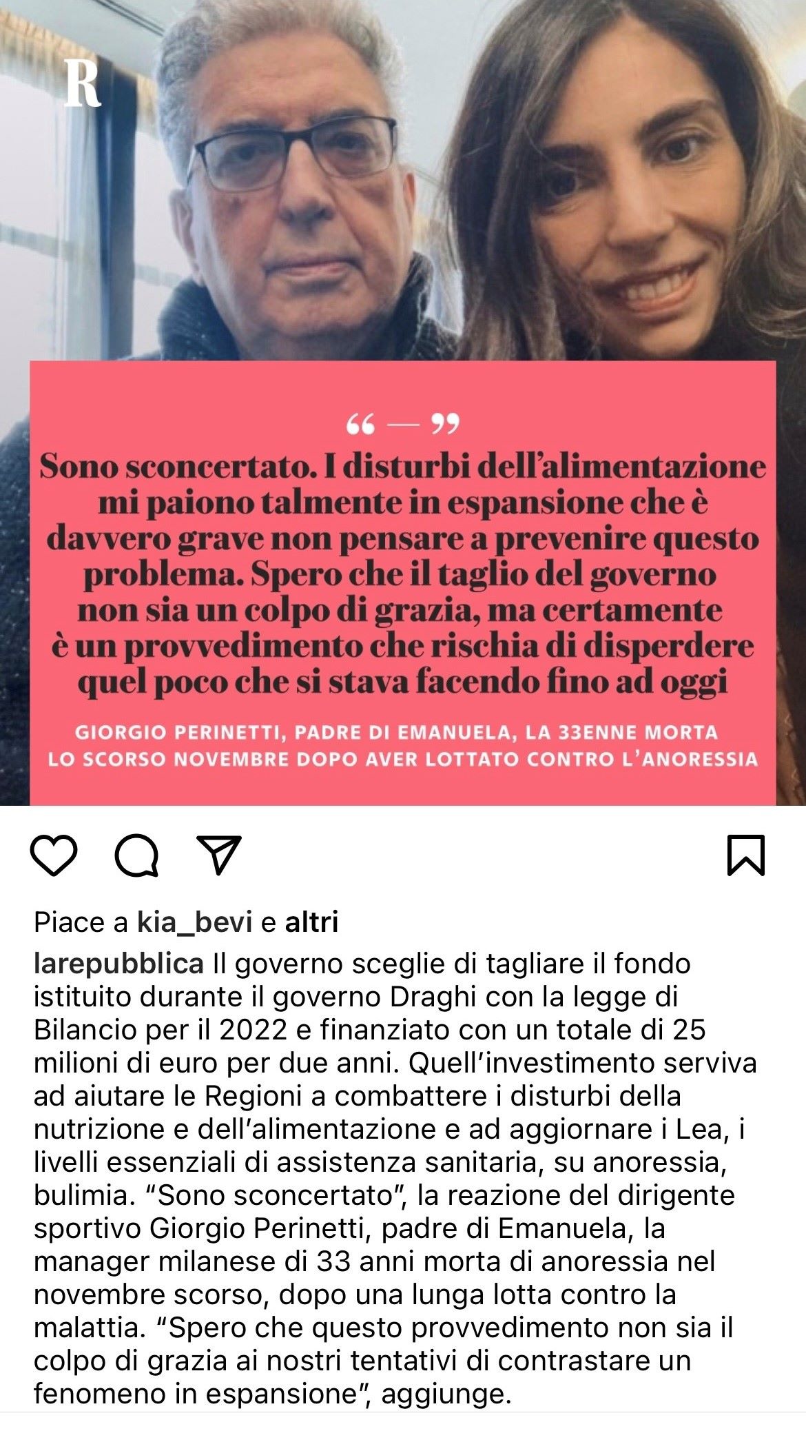 Disturbi alimentari Repubblica 15 gennaio 2024